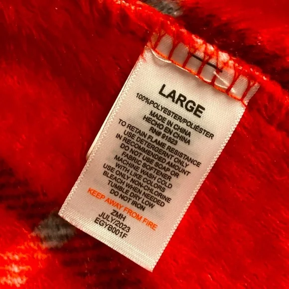 EUC [Kidtopia] Plaid Red White Bathrobe Sleepwear Loungwear Youth Sz Large - Picture 5 of 8